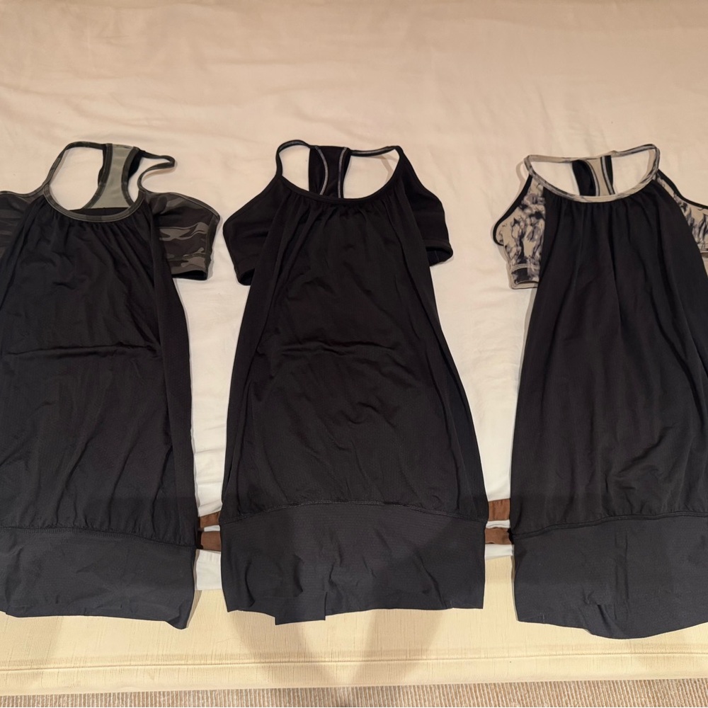 lululemon athletica Black and Camouflage Tank Tops